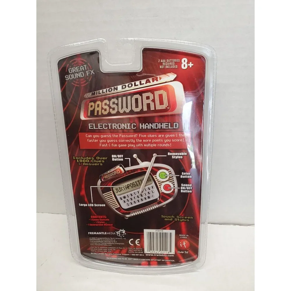 New 2008‎ Irwin Toys Million Dollar Password Handheld Electronic Game - Sealed -